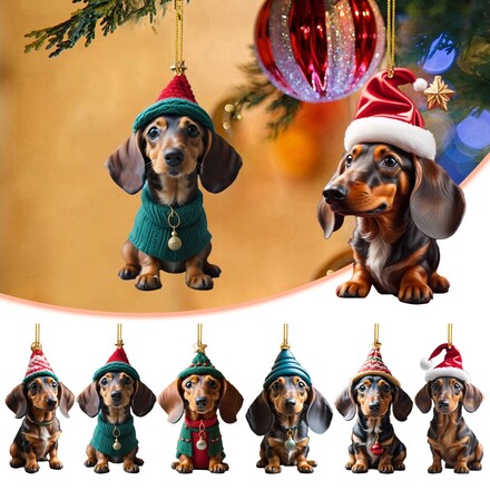 100 Pcs Christmas Funny Puppy Acrylic Ornament Pendant 