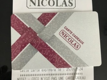 Vente: Carte cadeau NICOLAS (200€)