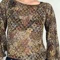 Selling: Vintage Garden Print Lacy Mesh Top