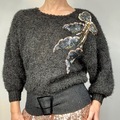 Selling: Fluffy Vintage Sweater with Sequin Appliqués 