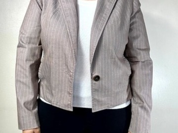 Selling: Nine West Suit Womens Striped Crop Blazer Coat Cotton L