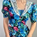 Selling: Bold Floral Cottage Core Flowy Midi Dress
