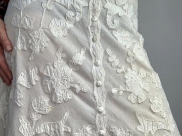 Selling: White on White Appliqué on Mesh Midi Skirt