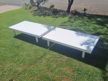 Renting out with online payment: White picnic tables for hire