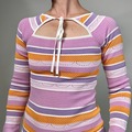 Selling: Striped Knit Tie Front Electricity Top