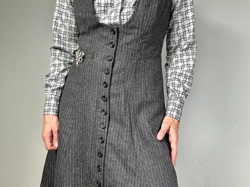 Selling: Vintage Pinstripe Button Down A Line Dress
