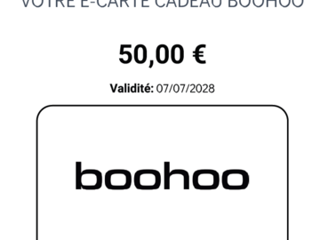 Vente: e-Cartes cadeaux BOOHOO (70€)