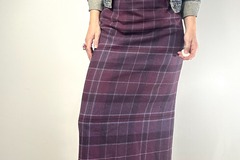 Selling:  Purple Burgundy Plaid Wool Blend Midi Skirt 
