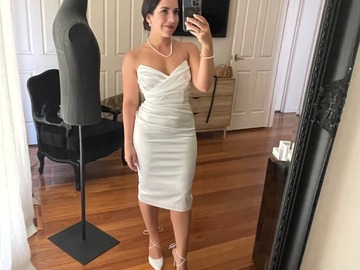 Selling: White Bandeau Corset Style Ruched Midi Dress