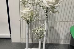 Selling: Triple / single stem steel vases - wedding/event table decor