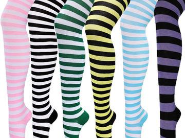 Comprar ahora: 50 Pairs of Striped Over-the-Knee Socks, Thigh Socks