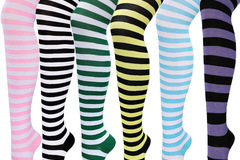 Comprar ahora: 50 Pairs of Striped Over-the-Knee Socks, Thigh Socks
