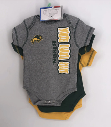 North Dakota State Bison NCAA Baby Infant Size 3 Piece Creeper