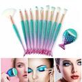 Comprar ahora: 100 Pcs Mermaid Gradient Blue Ribbon Fan Makeup Brush