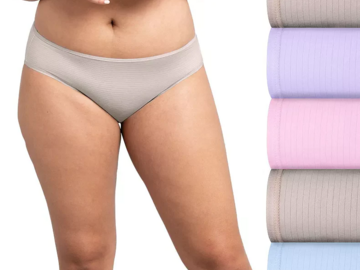 Buy Now: Womens Fruit of the Loom Breathable Self stripes Bikini Panties 5