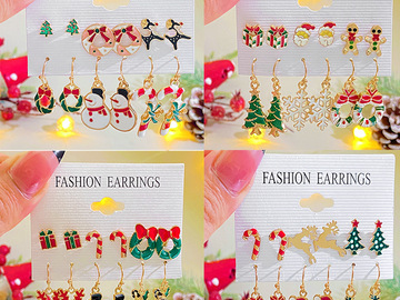 Buy Now: 288pairs/48sets Christmas earrings, snowflake elk set