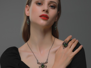 Buy Now: 50sets Halloween Necklace Earrings Ring Vintage Emerald Set