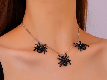 Buy Now: 100pcsVintage Gothic Black Spider Pendant Necklace Halloween Gift