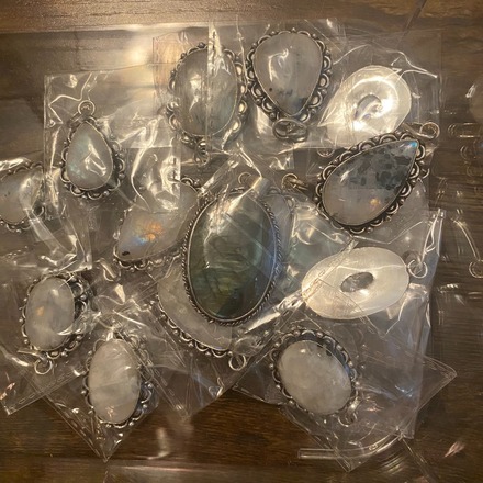 20 Crystal Pendants Silver Plated with Sterling Silver Chain