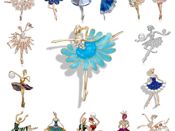Buy Now: 50 Pcs Dancing Girl Rhinestone Brooch Accessories