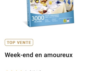 Vente: Coffret Wonderbox "Week-end en amoureux" (59,90€)