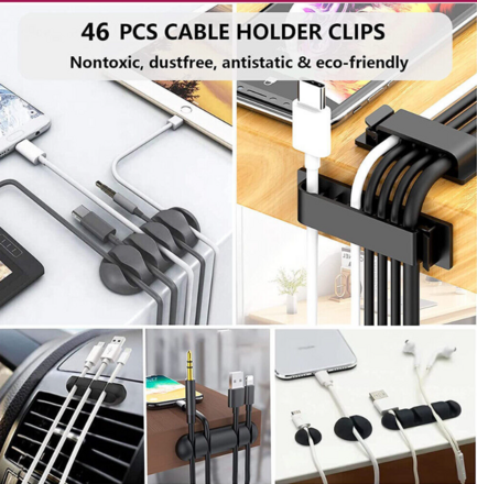 Cable Management Kit Wire/Cord Organizer Zip Ties Holder Clips