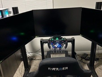 Selling with online payment: FULL ASR 3 RACING RIG WITH WHEEL, MONITORS, & PEDALS