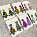 Comprar ahora: 50pairs Christmas tree earrings glitter acrylic fashion earrings