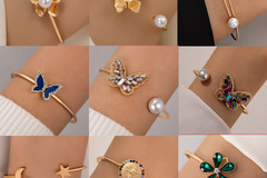 Bulk Lots: 100pcs petal pearl open bracelet