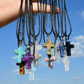 Buy Now: 50 Pcs Colorful Natural Crystal Stone Cross Necklace 