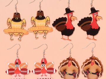 Buy Now: 100pcs Thanksgiving Cartoon Turkey Acrylic Earrings