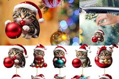 Comprar ahora: 100 Pcs Cute Cat Acrylic Pendant Christmas Ornament