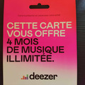 Vente: Carte Deezer - 4 mois offerts (72€)