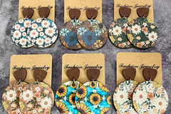 Buy Now: 40 Pairs Bohemian Colorful Floral Wooden Earrings