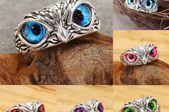 Buy Now: 200pcs Owl Demon Eye Ring Animal Couple Opening Adjustable