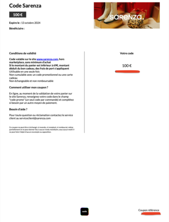 Coupon sarenza outlet