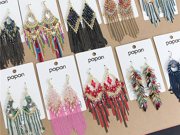 Bulk Lots: 30 pairs of vintage long handmade crystal earrings