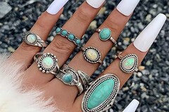 Buy Now: 50 Sets/400 Pcs  Vintage Sliver Turquoise Rings