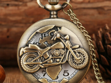 Buy Now: 25 Pcs Vintage Bronze Skeleton Motorcycle Pocket Watch