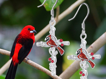 Buy Now: 40 Pairs Fashion Red Bird Cross Earrings For Women And Girls 