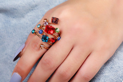 Buy Now: 50 Pcs Colorful Crystal Rhinestone Spring Ring