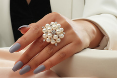 Buy Now: 40 Pcs Luxury Adjustable Pearl Rhinestone Rings