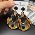 Buy Now: 60 Pairs Vintage Bohemian Peacock Feather Wooden Women's Earrings