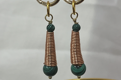 Selling with online payment: Malachite and Copper Coil Earrings