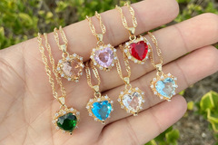 Buy Now: 32 Pcs Elegant Women's Colorful Zircon Heart Necklace