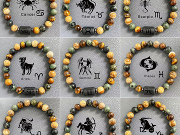 Buy Now: Twelve Constellations Natural Tiger Eye Stone Bracelet - 36pcs