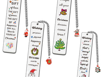 Buy Now: Metal Bookmark Christmas Gift Snowman Santa Pendant - 60pcs