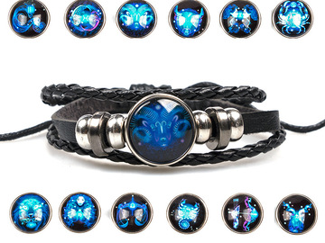 Buy Now: 100PCS 12 constellations couple braided leather bracelet