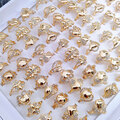 Bulk Lots: 100PC Fashionable golden rhinestone love ring for women