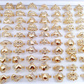Bulk Lots: 100PCwomen's gold rhinestone love ring